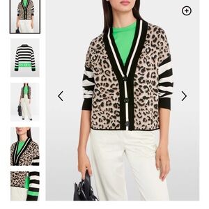 Marc Cain Leopard Print Cardigan with Black and White Accents